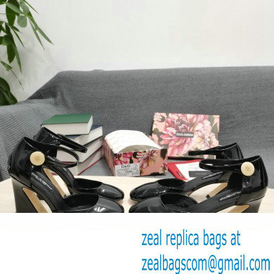 Dolce & Gabbana Heel 6.5cm/10.5cm Patent leather Mary Janes Black with Geometric Heel 2022
